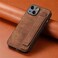 Omio Designed for iPhone 15 Leather Case with Stand Strap Wrist Strap Leather Back Cover Hard PC Shockproof Finger Grip Case for Men Women Girls Brown
