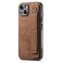 Omio Designed for iPhone 15 Leather Case with Stand Strap Wrist Strap Leather Back Cover Hard PC Shockproof Finger Grip Case for Men Women Girls Brown