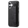 Omio Designed for iPhone 16 Plus Leather Case with Stand Strap Wrist Strap Leather Back Cover Hard PC Shockproof Finger Grip Case for Men Women Girls Black