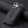 Omio Designed for iPhone 16 Plus Leather Case with Stand Strap Wrist Strap Leather Back Cover Hard PC Shockproof Finger Grip Case for Men Women Girls Black