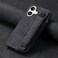 Omio Designed for iPhone 16 Plus Leather Case with Stand Strap Wrist Strap Leather Back Cover Hard PC Shockproof Finger Grip Case for Men Women Girls Black