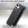Omio Designed for iPhone 16 Plus Leather Case with Stand Strap Wrist Strap Leather Back Cover Hard PC Shockproof Finger Grip Case for Men Women Girls Black