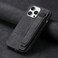 Omio Designed for iPhone 16 Pro Leather Case with Stand Strap Wrist Strap Leather Back Cover Hard PC Shockproof Finger Grip Case for Men Women Girls Black