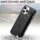 Omio Designed for iPhone 16 Pro Leather Case with Stand Strap Wrist Strap Leather Back Cover Hard PC Shockproof Finger Grip Case for Men Women Girls Black