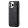 Omio Designed for iPhone 16 Pro Max Leather Case with Stand Strap Wrist Strap Leather Back Cover Hard PC Shockproof Finger Grip Case for Men Women Girls Black