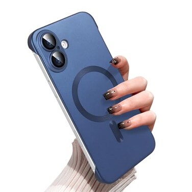 Omio Magnetic Slim Case for iPhone 16 Plus Compatible with MagSafe Matte PC UltraThin Bumper Frameless Borderless Minimalist Design with Camera Lens Protector for Men Women Ultramarine