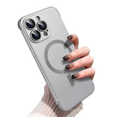 Omio Magnetic Slim Case for iPhone 16 Pro Compatible with MagSafe Matte PC UltraThin Bumper Frameless Borderless Minimalist Design with Camera Lens Protector for Men Women Natural Titanium