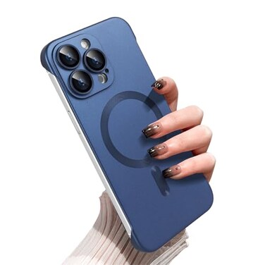 Omio Magnetic Slim Case for iPhone 16 Pro Max Compatible with MagSafe Matte PC UltraThin Bumper Frameless Borderless Minimalist Design with Camera Lens Protector for Men Women Ultramarine