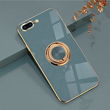 Omorro for iPhone 8 PlusiPhone 7 Plus Case for Women Ring Holder 360 TPU Rotation Kickstand Rings Cases with Stand Glitter Plating Rose Gold Work with Magnetic Mount Slim Sleek Luxury Case Girly