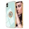 Omorro for iPhone XXs Case for Women Ring Holder 360 TPU Rotation Kickstand Rings Cases with Stand Glitter Plating Rose Gold Edge Work with Magnetic Mount Slim Sleek Luxury Case Girly Teal