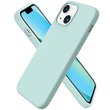 ORNARTO Compatible with iPhone 13 Mini Case Slim Liquid Silicone 3 Layers Full Covered Soft Gel Rubber with Microfiber Case Cover 54 inchMint Green