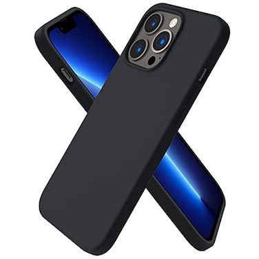ORNARTO Compatible with iPhone 13 Pro Case 61 Slim Liquid Silicone 3 Layers Full Covered Soft Gel Rubber Case Cover 61 inchMidnight Black