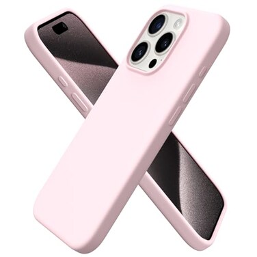 ORNARTO Compatible with iPhone 15 Pro Case 61 Liquid Silicone 3 Layers Full Covered Soft Gel Rubber Cover Shockproof Protective Slim Phone Case with AntiScratch Microfiber LiningChalk Pink