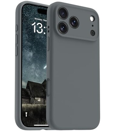 OTOFLY Magnetic for iPhone 17 Pro Max CaseCompatible with MagsafeClassic Liquid Silicone Mobile Phone CaseIntegrated Camera Control ButtonAntiScratch Microfiber Lining Charcoal Gray