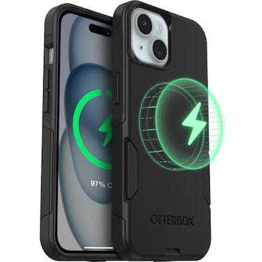 OtterBox iPhone 15 Plus 14 Plus Commuter MagSafe Case Slim Tough PocketFriendly Dual Layer Drop Protection Port Covers NonRetail Packaging Black