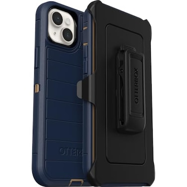 OtterBox iPhone 15 Plus and iPhone 14 Plus Defender Series Pro Case Blue Suede Shoes Blue screenless Rugged Durable with Port Protection Includes Holster Clip Kickstand