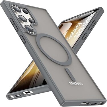 OWKEY S23 Ultra Case 68 Magnetic Samsung Galaxy S23 Ultra Case for Magsafe Shockproof Military Translucent Back Slim Bumper Cover Phone Case Galaxy s23 Ultra case Gray
