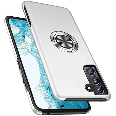 PELEPUES Shockproof Case for Samsung Galaxy S22 5G Embedded Finger Ring Military Grade Phone Case Cover with Reinforced Metal Stand Kickstand Support Magnetic Car Holder for S22 Silver