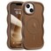 Pepmune for iPhone 1415 Plus Case Curly Wave Frame Hard Translucent Clear Cover for Women Men Compatible with Magsafe TPU Shockproof Protective Phone Case for iPhone 1514 Plus Desert Gold