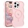 Pepmune for iPhone 16 Pro Case Curly Wavy Frame Hard Translucent Matte Clear Back Cover for Women Men Compatible with Magsafe TPU Bumper Shockproof Drop Protection Phone Case for iPhone 16 Pro Pink