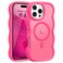 Pepmune for iPhone 16 Pro Max Case Curly Wavy Frame Hard Translucent Matte Clear Back Cover for Women Men Compatible with Magsafe Shockproof TPU Bumper Phone Case for iPhone 16 Pro Max Hot Pink