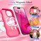 Pepmune for iPhone 16 Pro Max Case Curly Wavy Frame Hard Translucent Matte Clear Back Cover for Women Men Compatible with Magsafe Shockproof TPU Bumper Phone Case for iPhone 16 Pro Max Hot Pink