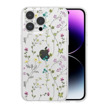 RALEAVO Floral Case for iPhone 14 Pro Clear Case with Flower Branch Pattern Cute Cover Case for Girls Women Slim Thin Soft Silicone Shockproof Phone Case for iPhone 14 Pro 61Transparent