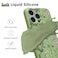RALEAVO Floral Case for iPhone 15 Pro MaxLiquid Silicone Cover with Cute Flower Branch Pattern for Girls Women Slim Soft Rubber Protective Phone Case for iPhone 15 Pro Max 67Green