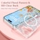 RALEAVO for iPhone 16 Case Compatible with MagSafe Clear Floral Pattern Design Cute for Girls Women Slim Magnetic Hard Back Shockproof Phone Case for iPhone 16Blue Flowers