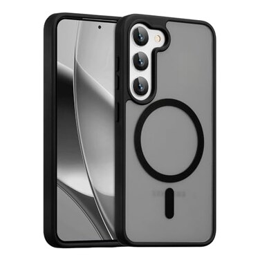 RALEAVO for Samsung Galaxy S23 Case Strong Magnetic Case Compatible with Magsafe Slim Shockproof Protective Phone Cover for S23 Phone Case with Translucent Hard BackBlack