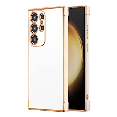 RALEAVO for Samsung Galaxy S23 Ultra Case Luxury Plating Case Cover Slim Lightweight Glossy Bling Phone Case Soft TPU Shockproof Bumper Case Electroplated CaseWhite