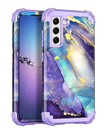 Rancase for Galaxy S21 FE 5G CaseThree Layer Heavy Duty Shockproof Protection Hard Plastic Bumper Soft Silicone Rubber Protective Case for Samsung Galaxy S21 FE 5GPurple