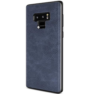 SALAWAT Compatible with Galaxy Note 9 Case Slim PU Leather Vintage Shockproof Phone Cover Lightweight Premium Soft TPU Bumper Hard PC Hybrid Protective Case for Galaxy Note 9 Blue