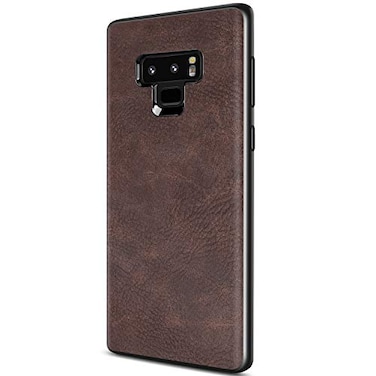 SALAWAT Compatible with Galaxy Note 9 Case Slim PU Leather Vintage Shockproof Phone Cover Lightweight Premium Soft TPU Bumper Hard PC Hybrid Protective Case for Galaxy Note 9 Dark Brown
