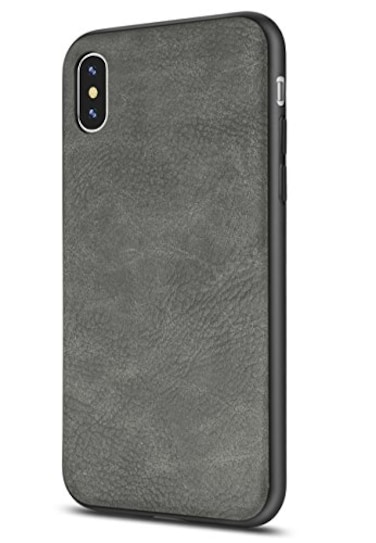SALAWAT for iPhone Xs Case Slim Shock Proof Phone Cover Lightweight Premium PU Leather TPU Bumper PC Protection for iPhone X 58 inch Gray