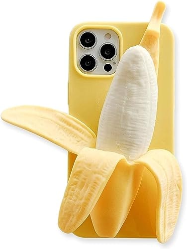 SGVAHY Cute Case for iPhone 14 Unique Kawaii Funny Cover Cartoon Banana Soft Silicone Rubber Shockproof Protective Case for Girls Women