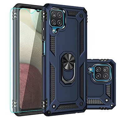 SKTGSLAMY for Galaxy A12 Casewith Screen ProtectorMilitary Grade 16ft Drop Tested Cover with Magnetic Kickstand Car Mount Protective Case for Galaxy A12 Blue