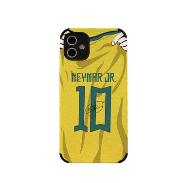 Slrioks Neymar Jersey Phone Case Creative Soccer Case for iPhone XR Thin Soft Imitation Leather Shockproof