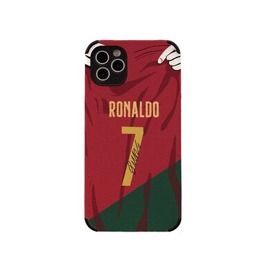 Slrioks Ronaldo Jersey Phone Case Creative Soccer Case for iPhone 14 Pro Max Thin Soft Imitation Leather Shockproof