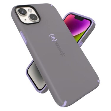 Speck iPhone 15 Plus 14 Plus Case Slim Phone Case with Drop Protection Scratch Resistant with Soft Touch for 67 inch iPhone Case Dual Layer Case Cloudy GreySpring Purple CandyShell Pro