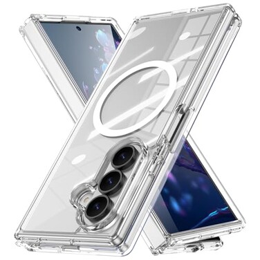 SQMCase Designed for Samsung Galaxy Z Fold 7 Case Magnetic Compatible with Magsafe for Fold 7 Full Body Protective Phone Case Cover for Z Fold 7 2025 Clear