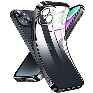 Supdeal Crystal Clear Case for iPhone 14 Not Yellowing Camera Protection Military Grade Drop Tested Transparent Shockproof Protective Phone Case Soft Silicone Slim Cover 61 inch Black