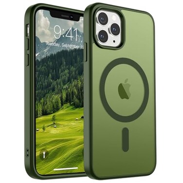 SUPFINE Magnetic for iPhone 11 Pro Max Case Compatible with MagSafe Military Grade Drop Protection Slim Translucent Matte Shockproof with AntiFingerprint Phone CaseCangling Green