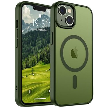 SUPFINE Magnetic for iPhone 14 Case iPhone 13 Case Compatible with MagSafeMilitary Grade Drop Protection Translucent Matte Shockproof Phone CoverCangling Green