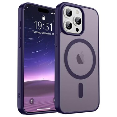 SUPFINE Magnetic for iPhone 15 Pro Max Case Compatible with MagSafe Military Grade Drop Protection Slim Translucent Matte Shockproof with AntiFingerprint Phone Case Dark Purple