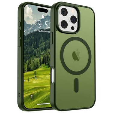 SUPFINE Magnetic for iPhone 16 Pro Max Case Compatible with MagSafe Military Grade Drop Protection Slim Translucent Matte Shockproof with AntiFingerprint Phone Case Cangling Green