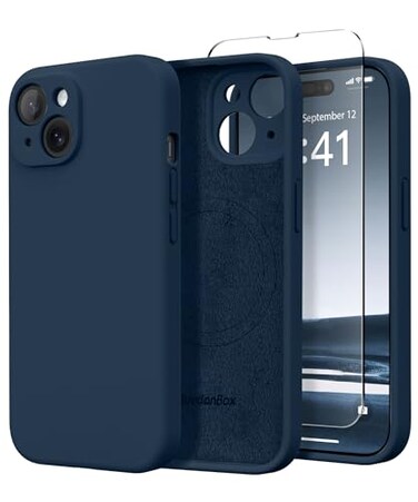 SuydanBox Magnetic for iPhone 15 Case Compatible with MagSafe Screen Protector Full Camera Protection Silicone Shockproof AntiScratch Protective Phone Case for iPhone 15 61 Cobalt Blue