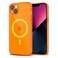 Svanove for iPhone 13 Mini Case Clear Compatible with Magsafe Silicone Bright Transparent Thin Magnetic Mag Safe Case Cute Girly Trendy Slim Hard Camera Cover Protection Fluorescent Neon Orange
