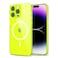 Svanove for iPhone 14 Pro Max Case Clear Compatible with Magsafe Silicone Bright Transparent Thin Magnetic Mag Safe Case Cute Girly Slim Hard Camera Cover Protection Fluorescent Neon Green Lime