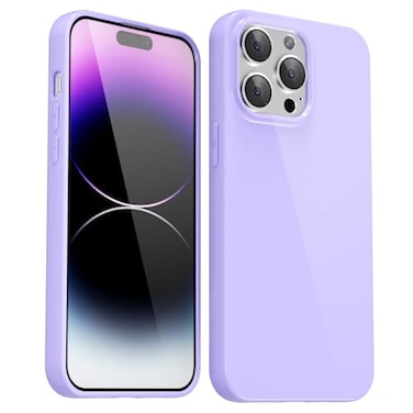 Svanove for iPhone 14 Pro Max Case Silicone Glossy Soft Rubber Gel Jelly Cute Protective Plastic Simple Plain Phone Case Cover for Women Girl Slim Thin Flexible TPU Lilac Purple Lavender